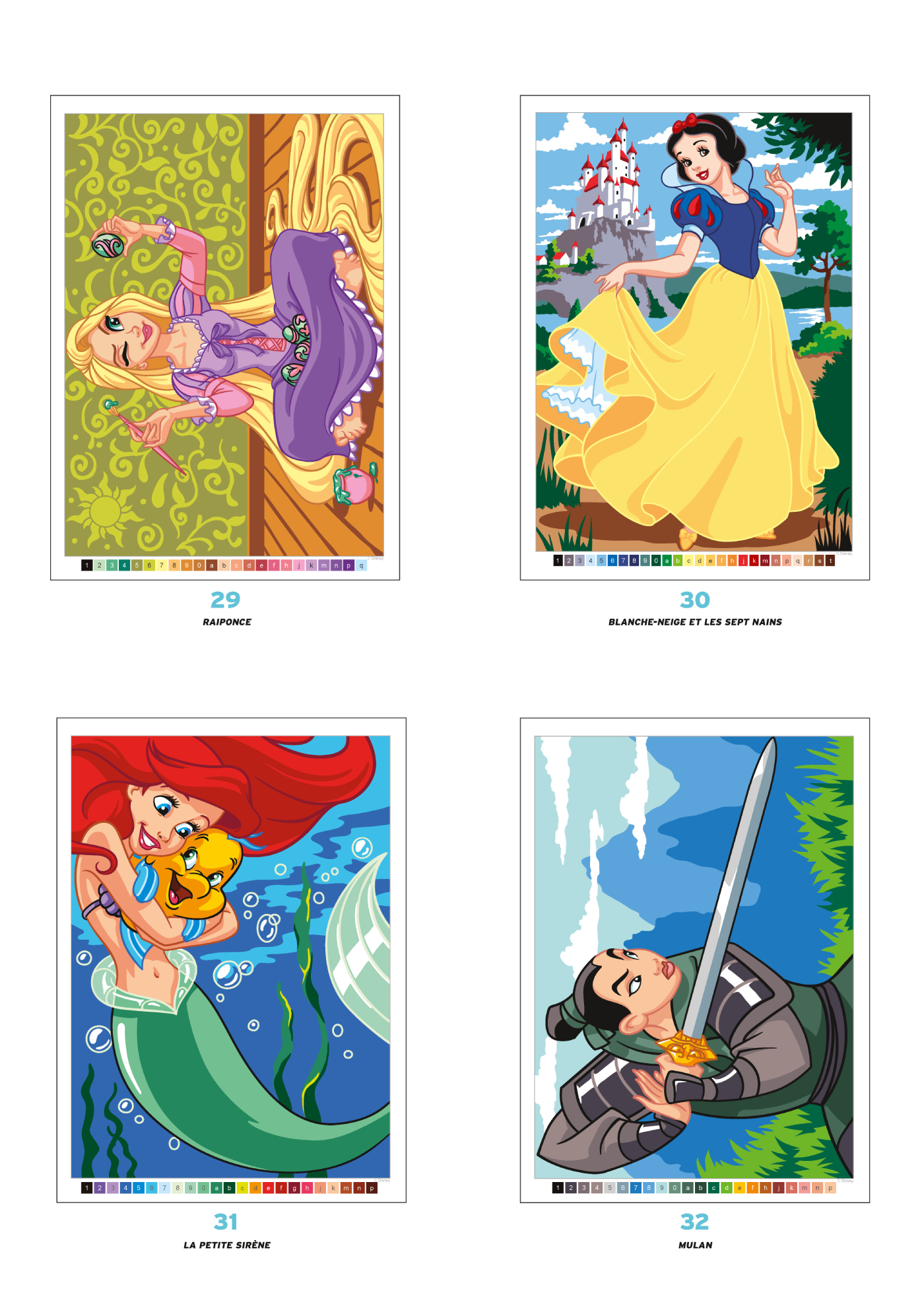Coloriages mystères Disney - Princesses - Coloriez les chiffres et